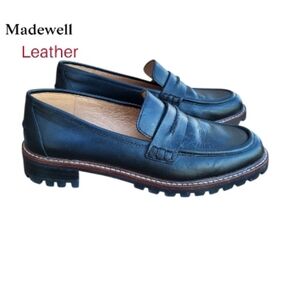 Madewell Leather Corinne Chunky Lug Penny Loafer Casual Shoe Flat Black Women 7